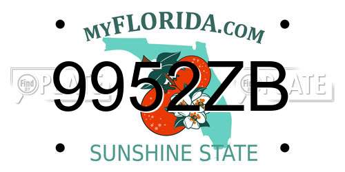 9952ZB Florida License Plate