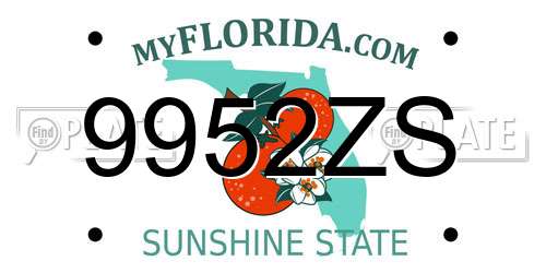9952ZS Florida License Plate