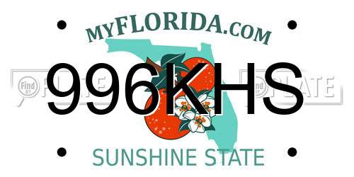 996KHS Florida License Plate