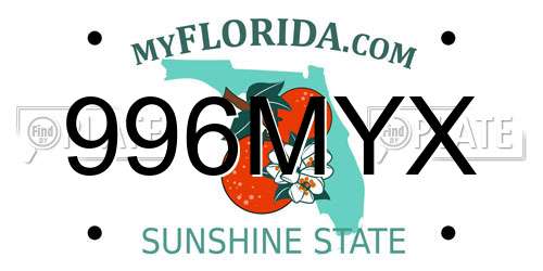 996MYX Florida License Plate