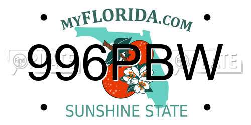 996PBW Florida License Plate