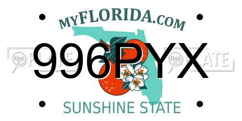 996PYX Florida License Plate
