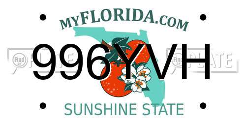 996YVH Florida License Plate