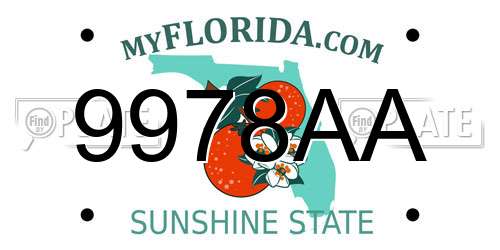9978AA Florida License Plate