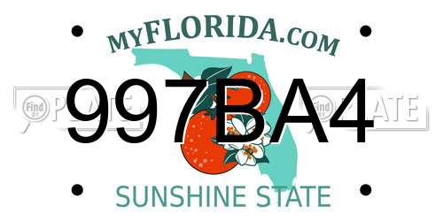 997BA4 Florida License Plate