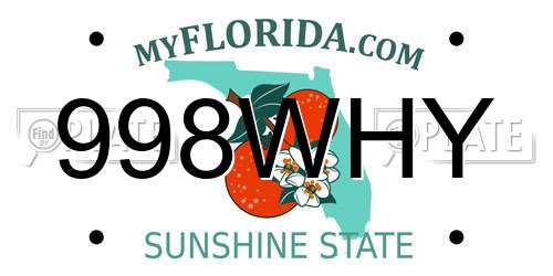 998WHY Florida License Plate