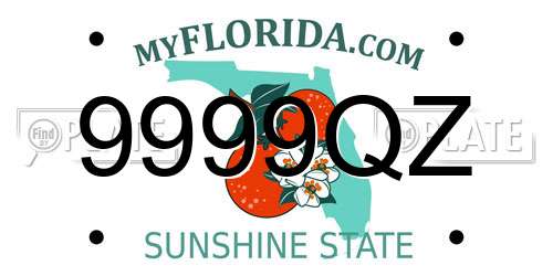 9999QZ Florida License Plate