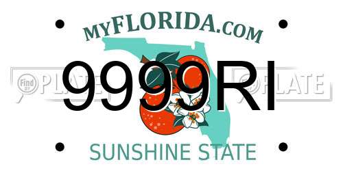 9999RI Florida License Plate