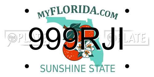 999RJI Florida License Plate