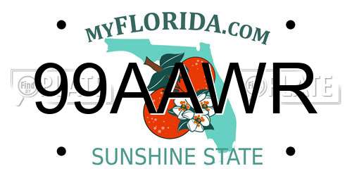 99AAWR Florida License Plate
