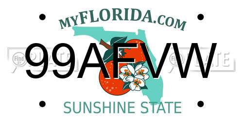 99AFVW Florida License Plate