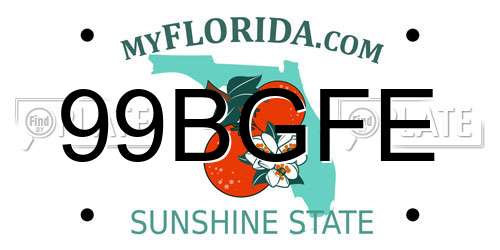 99BGFE Florida License Plate