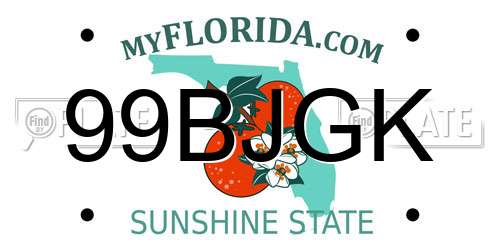 99BJGK Florida License Plate