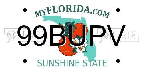 99BUPV Florida License Plate