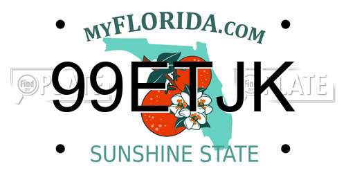 99ETJK Florida License Plate