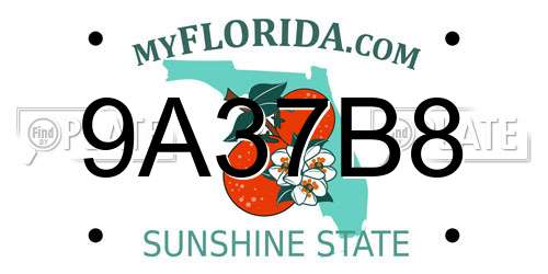 9A37B8 Florida License Plate
