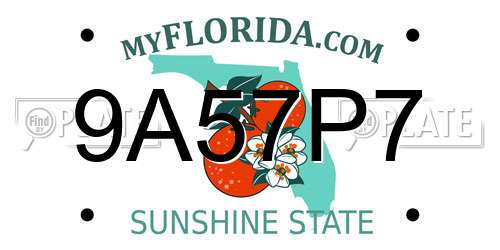 9A57P7 Florida License Plate