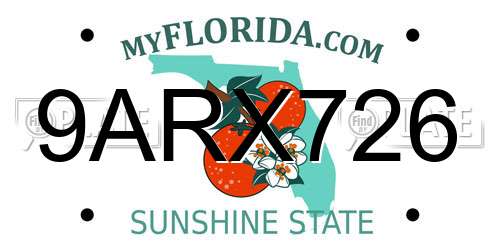 9ARX726 Florida License Plate