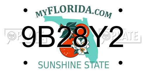 9B28Y2 Florida License Plate