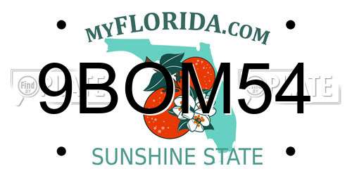 9BOM54 Florida License Plate