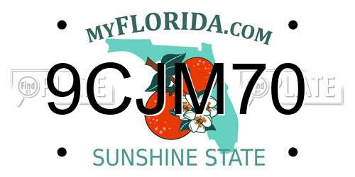 9CJM70 Florida License Plate