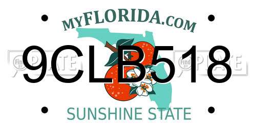 9CLB518 Florida License Plate