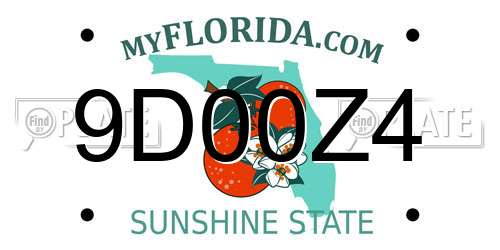 9D00Z4 Florida License Plate