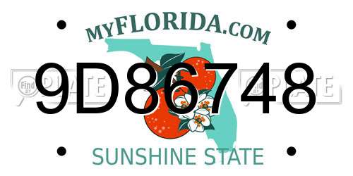 9D86748 Florida License Plate
