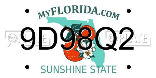 9D98Q2 Florida License Plate