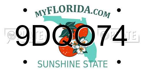 9DQO74 Florida License Plate