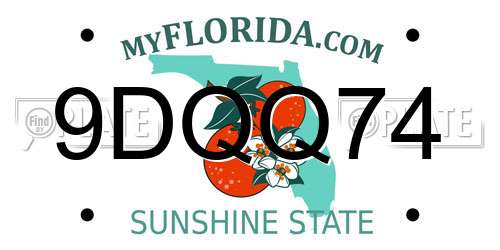 9DQQ74 Florida License Plate