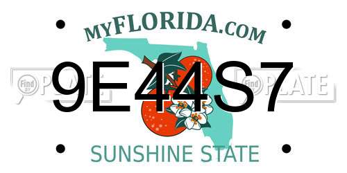 9E44S7 Florida License Plate