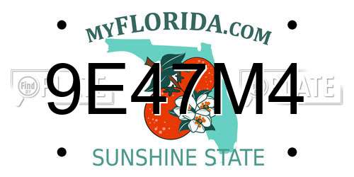 9E47M4 Florida License Plate