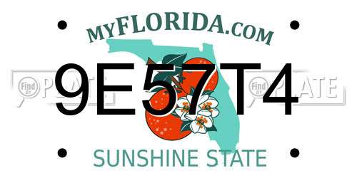 9E57T4 Florida License Plate