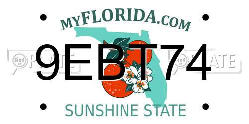 9EBT74 Florida License Plate