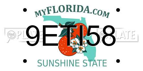 9ETI58 Florida License Plate