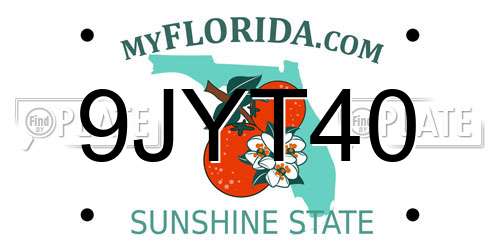 9JYT40 Florida License Plate