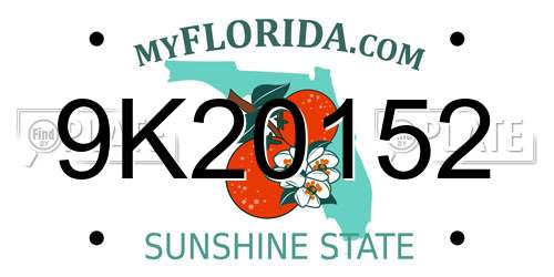 9K20152 Florida License Plate