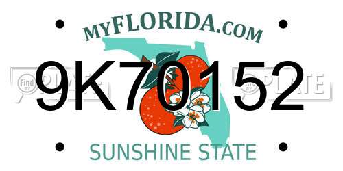 9K70152 Florida License Plate
