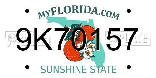 9K70157 Florida License Plate