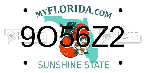 9O56Z2 Florida License Plate