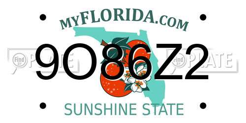 9O86Z2 Florida License Plate