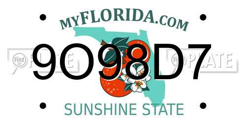 9O98D7 Florida License Plate