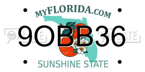 9OBB36 Florida License Plate
