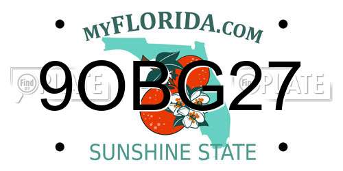 9OBG27 Florida License Plate