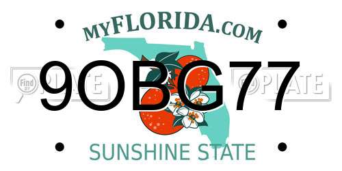 9OBG77 Florida License Plate