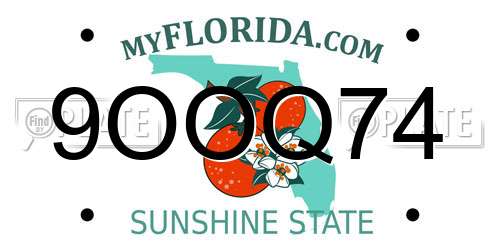9OOQ74 Florida License Plate