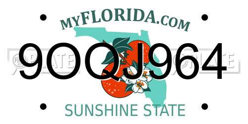 9OQJ964 Florida License Plate