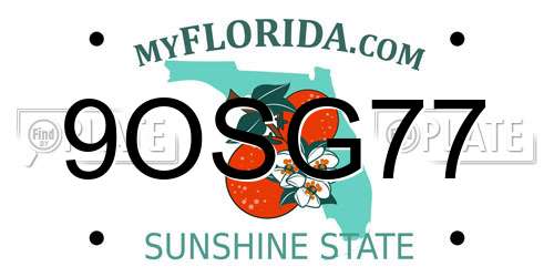 9OSG77 Florida License Plate