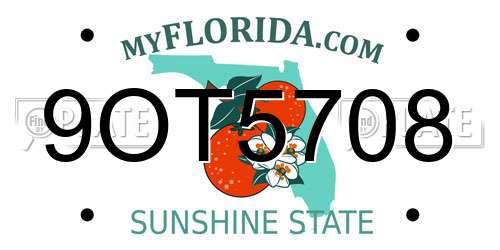 9OT5708 Florida License Plate